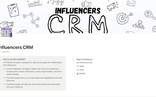 CRM for Influencers and Deals Management