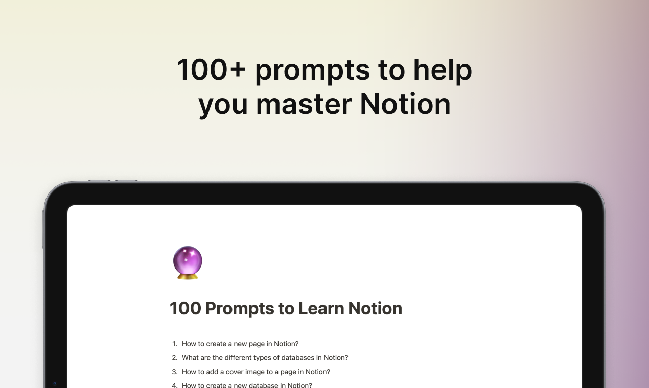 100 Prompts to Learn Notion