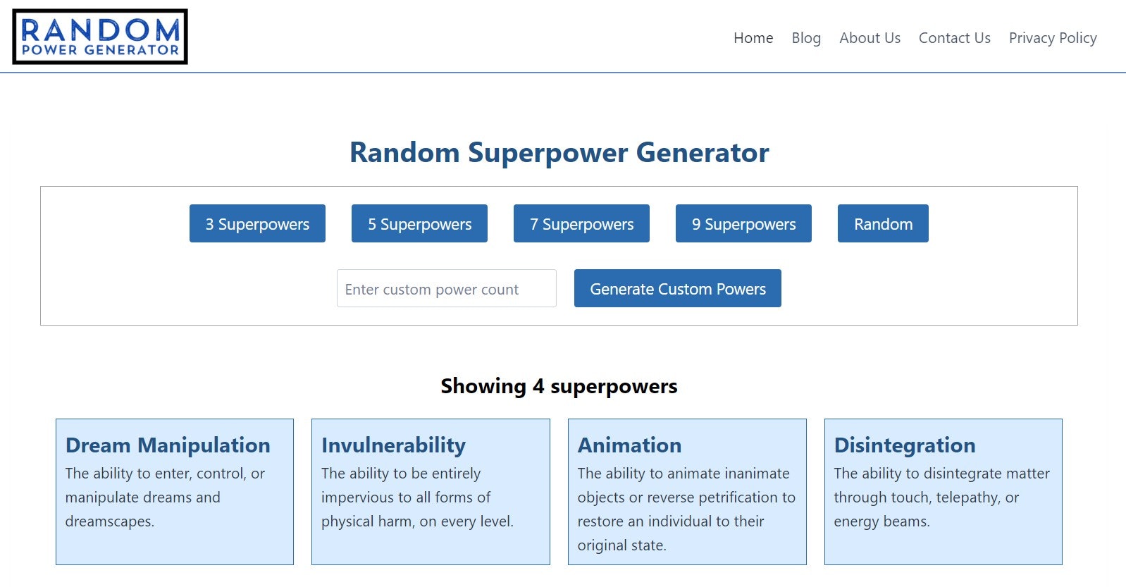 Random Power Generator