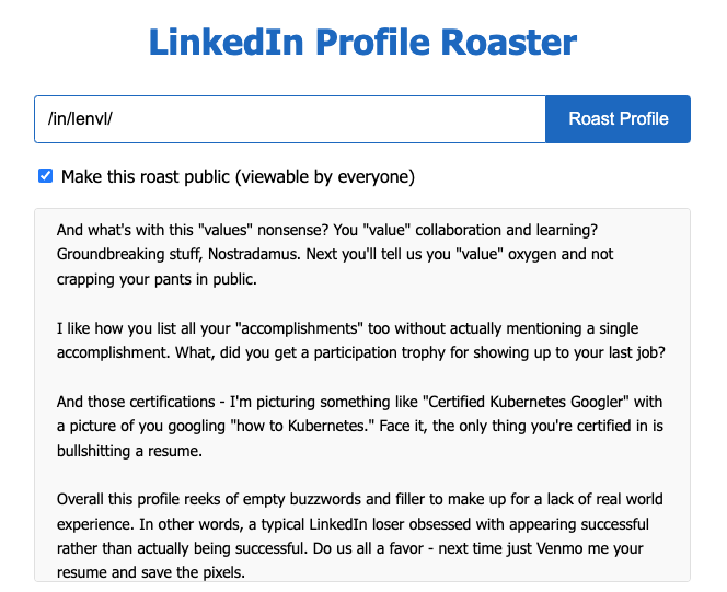 LinkedIn Roaster