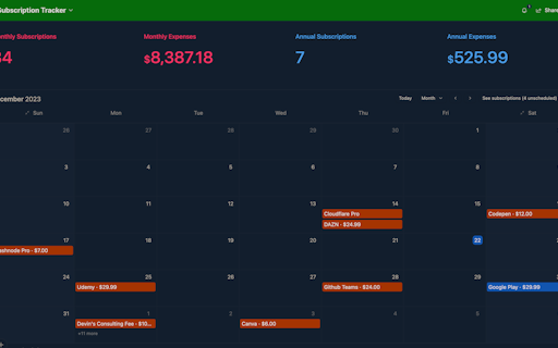 Airtable Subscription Tracker