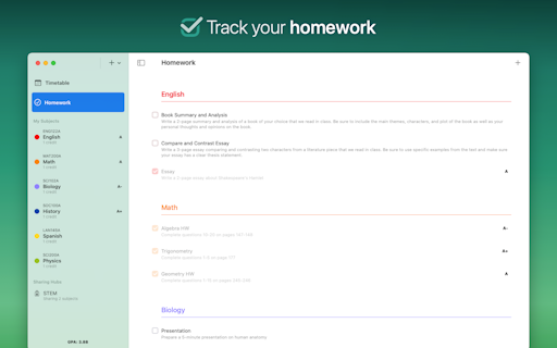 Subjects for Mac