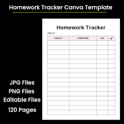 Homework Tracker Canva Template