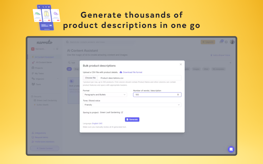 Narrato AI Bulk Content Generator