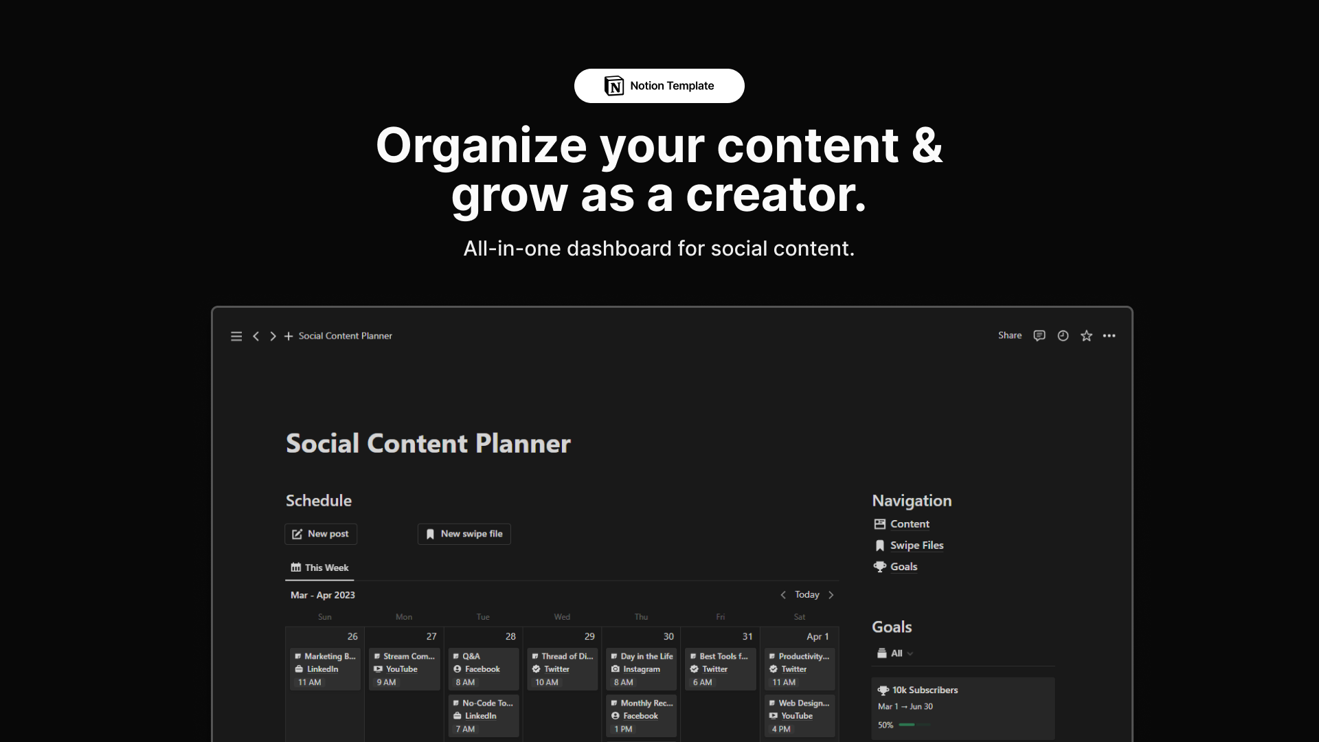 Notion Social Content Planner