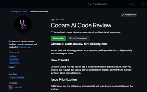 Codara Github AI Code Review App