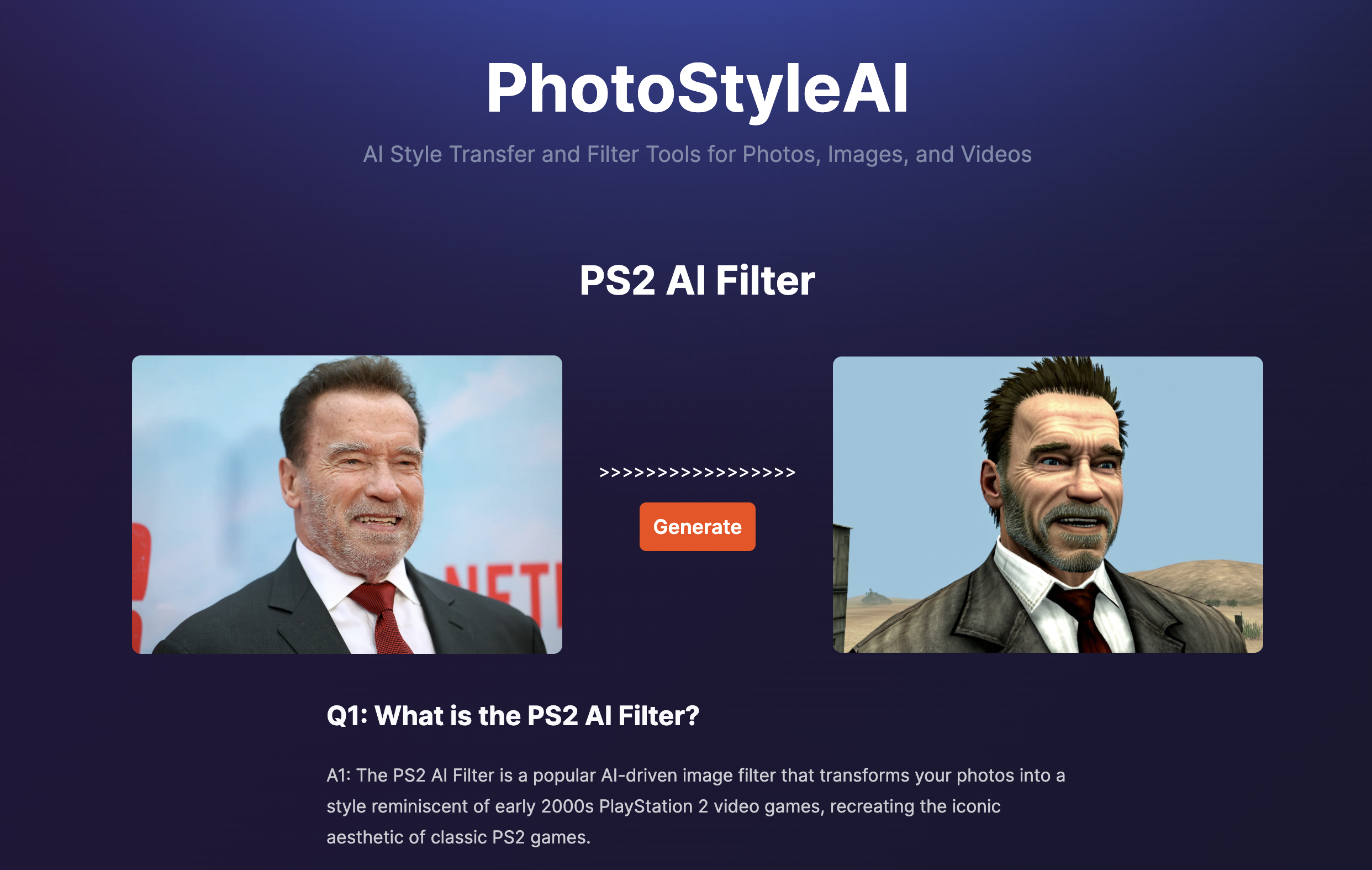 PS2 AI Filter by PhotoStyleAI