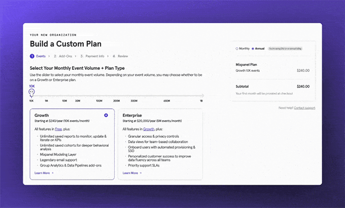 Transparent Pricing by Mixpanel