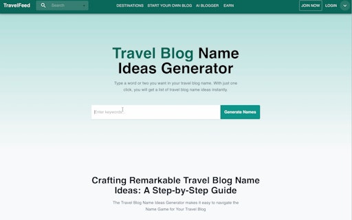 Travel Blog Name Ideas Generator