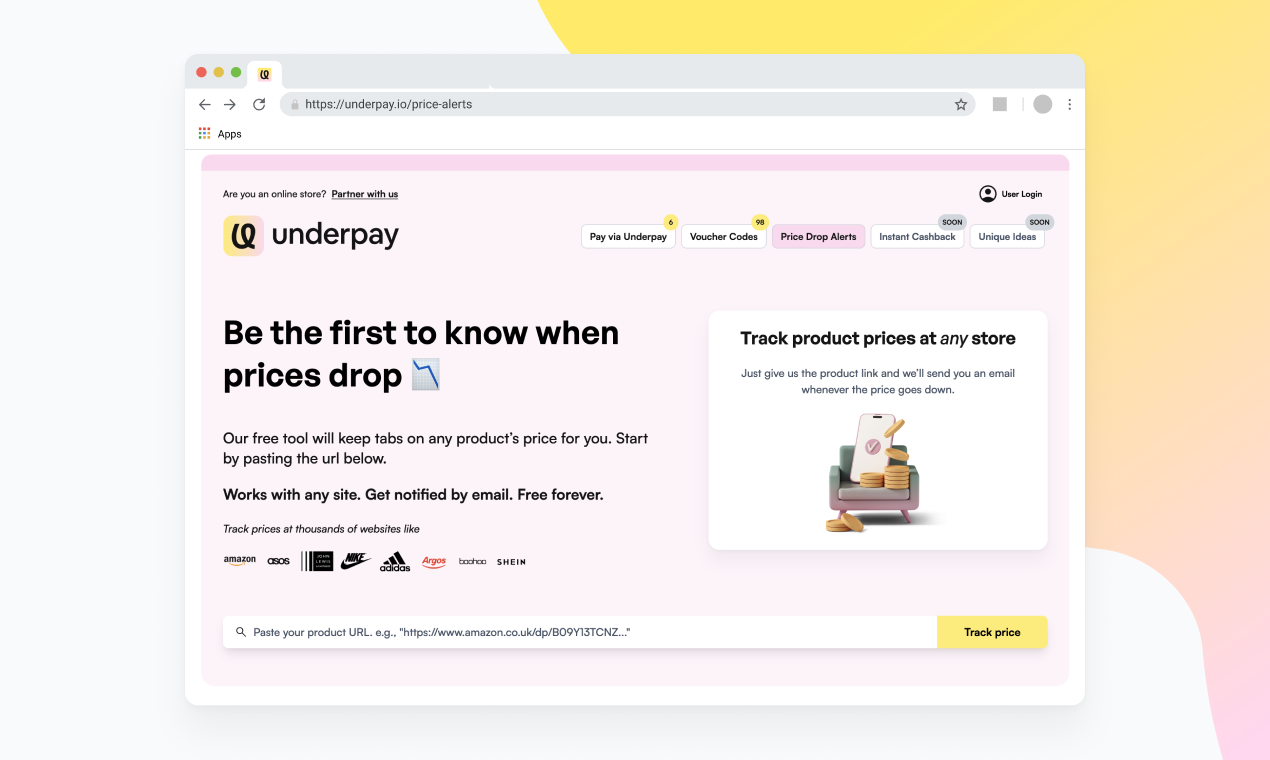 Underpay: Price Drop Alerts